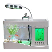 Load image into Gallery viewer, Home Aquarium Small Fish Tank USB LCD Desktop Lamp Light LED Clock White
